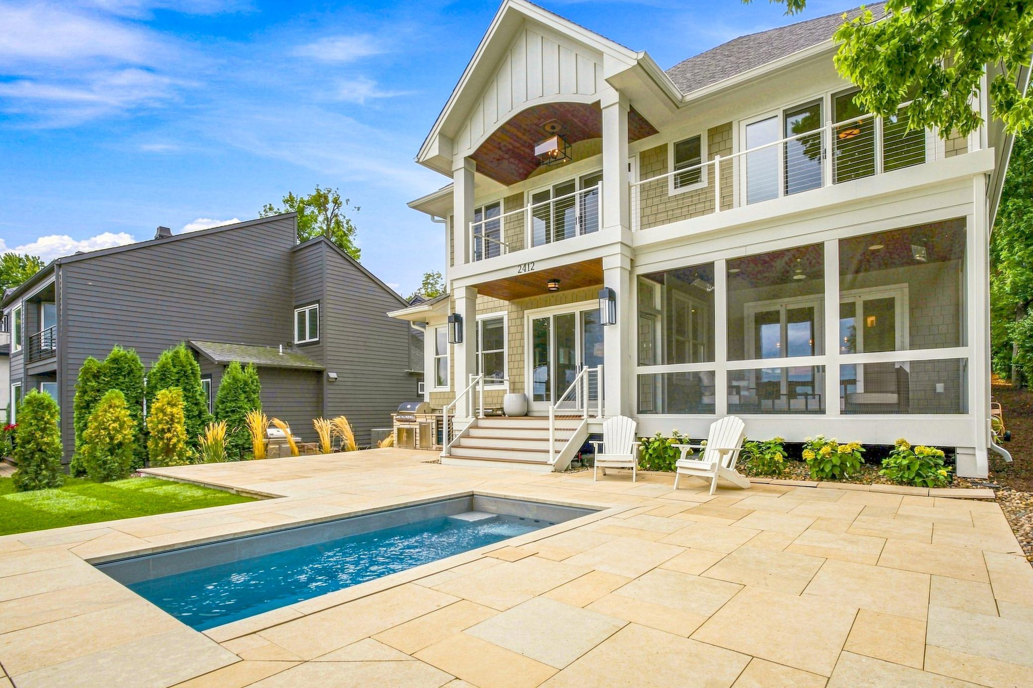 outdoor lakeside pool area