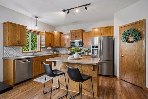 Extra counter space and storage with the center island