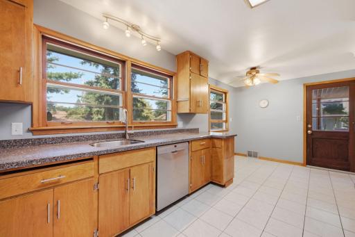 Breakfast table in the corner, side door access to the Porch