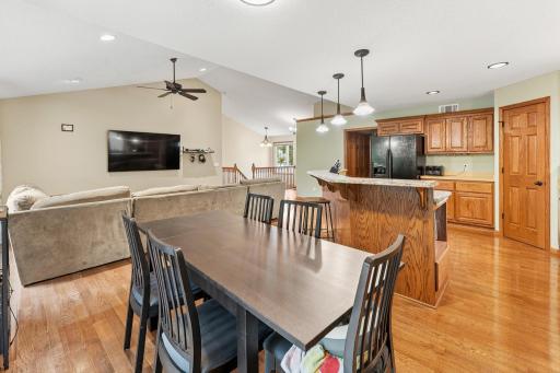 dining area with patio doors to deck beautiful open concept