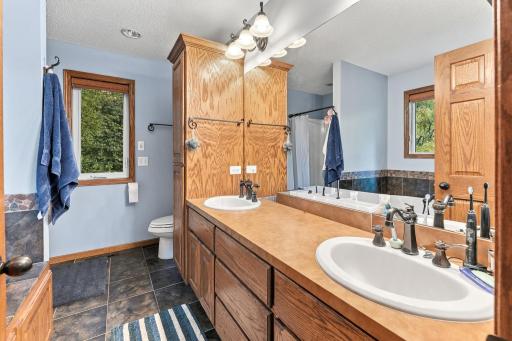 Primary Suite bath - private shower, soaking jet tub and double sinks