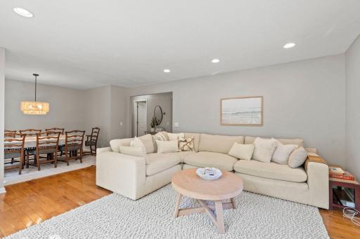 Living room easily flows into dining area