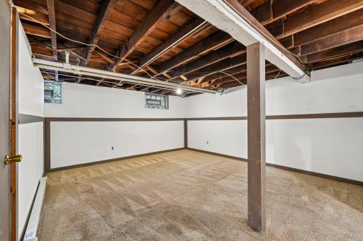 Large lower-level family room with flexible living space