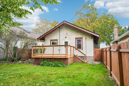 Rear exterior highlighting the large backyard deck
