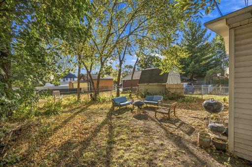 Mostly fenced in yard. Cozy and perfect.
