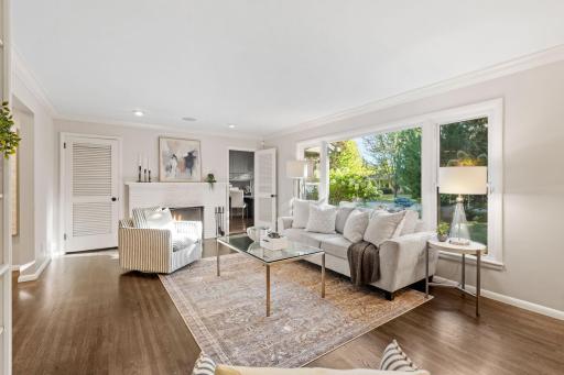 Main Level Living Room // Front Privacy with Mature Landscaping