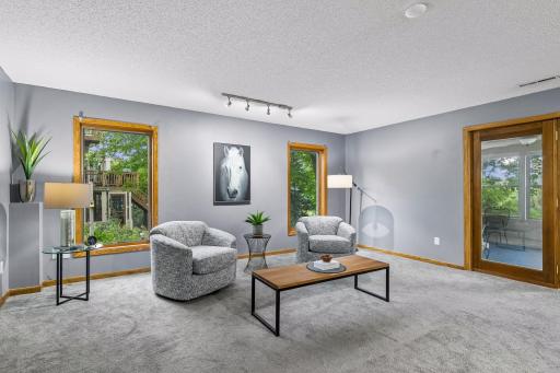 Spacious lower level family room