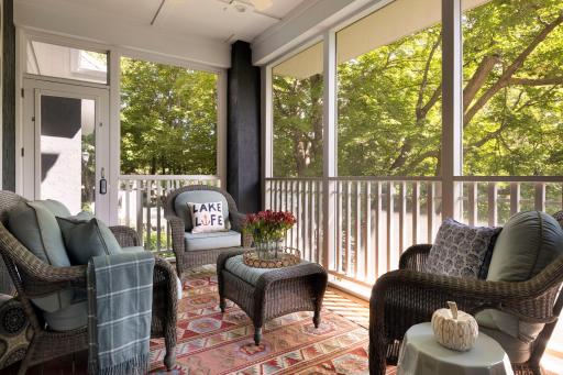 Step out from the kitchen and informal dining room onto your private screened-in porchâa perfect retreat for enjoying fresh air in comfort and style.