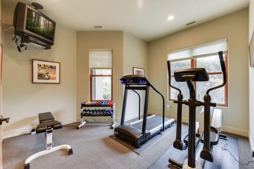 Enjoy the exercise room on the lower level