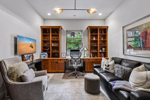 Designated home office space on the main level with built-ins to keep files organized