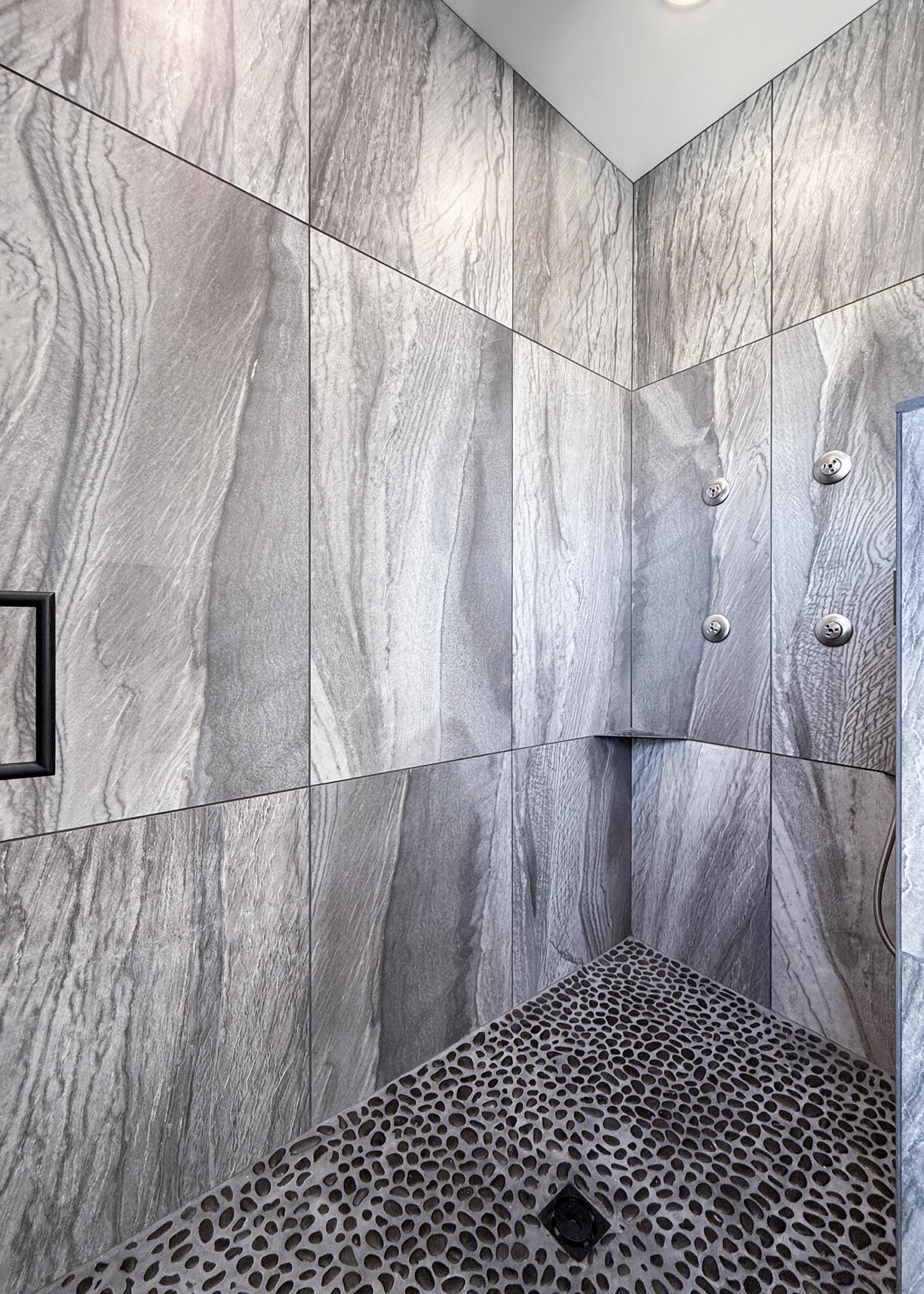 Tiled shower in primary