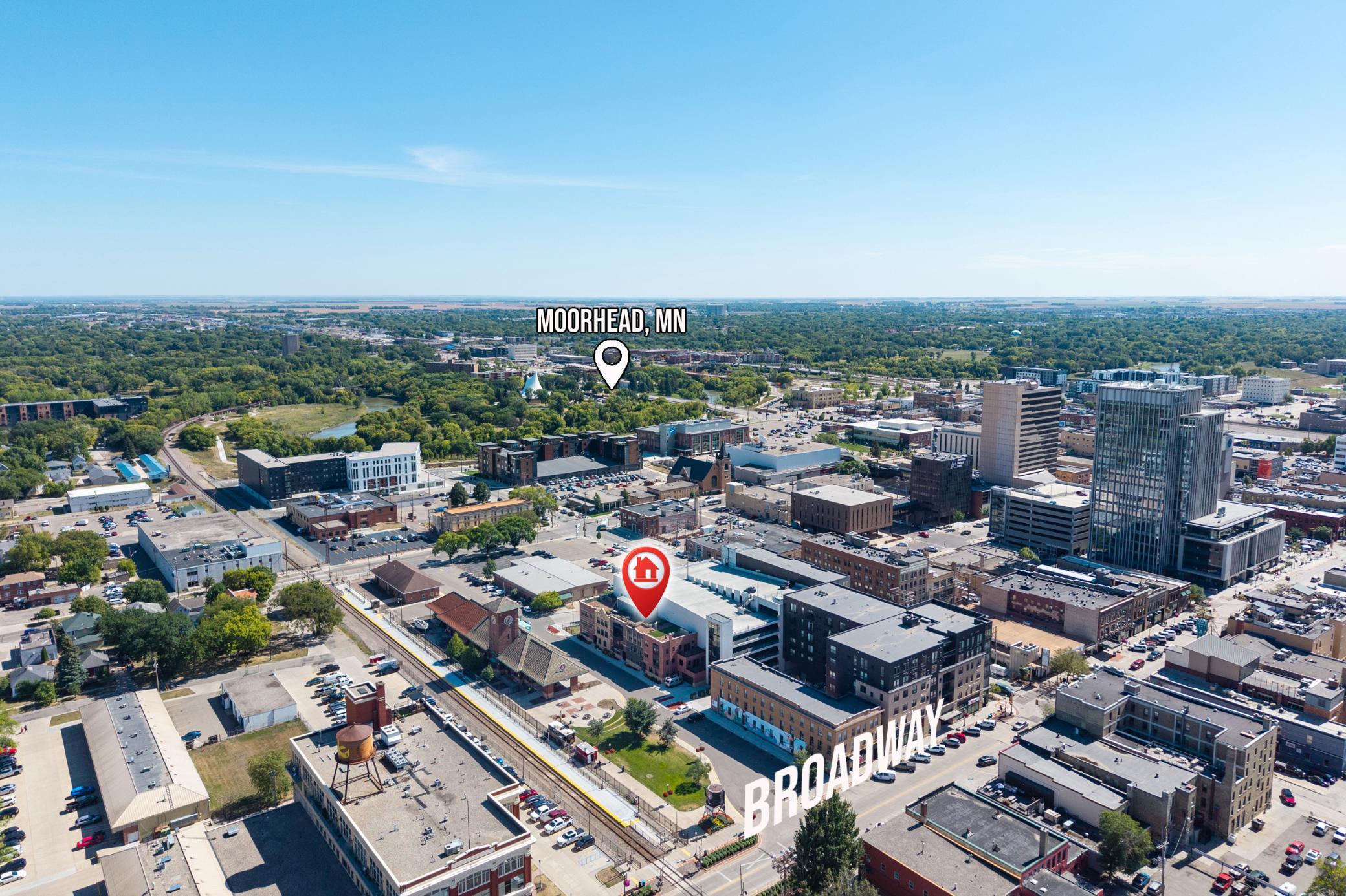 Drone view facing southwest