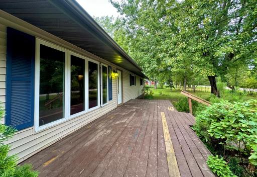 The deck had some repairs done but could use a resurfacing.