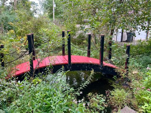 Another angle of the the bridge over the gold fish pond.