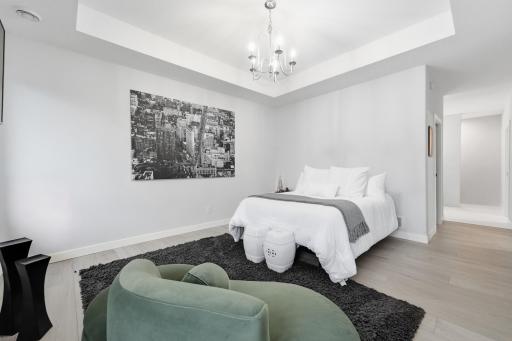 Primary suite with walk-in closet and huge spa-like bathroom retreat. Walls with noise-reduction insulation.