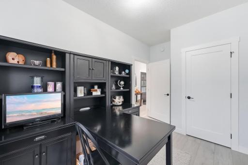 The 3rd bedroom (flex-room) is well utilized as a home office/work space and offers a quiet getaway to get it all done. Note: furniture is not built-in.