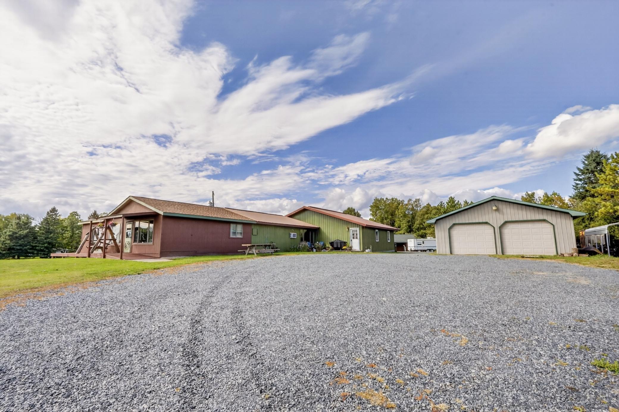 Crushed granite driveway home, garage