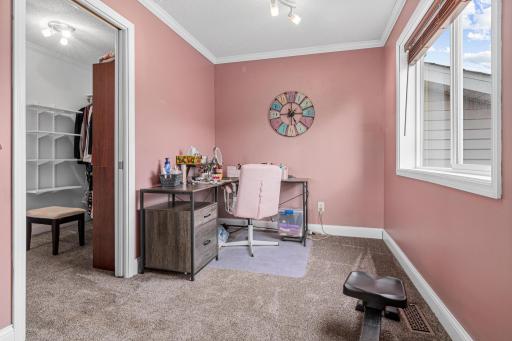Your private retreat! Offers a great flex space for home office, expercise space, nursery, etc. A pocket door leads to your spaciouls 9x10 walk in closet