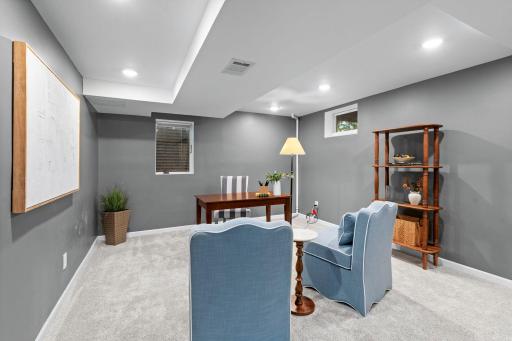 The lowest level adds even more flexibility with a large fourth bedroom or office, new carpet, and dual closets.