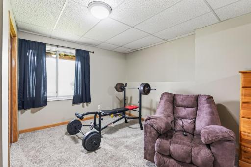 The lower level bedroom is huge (26x12) with room for lots of extra stuff.