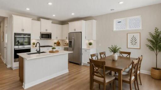Kitchen easily flows from kitchen to dining with lots of space for entertaining