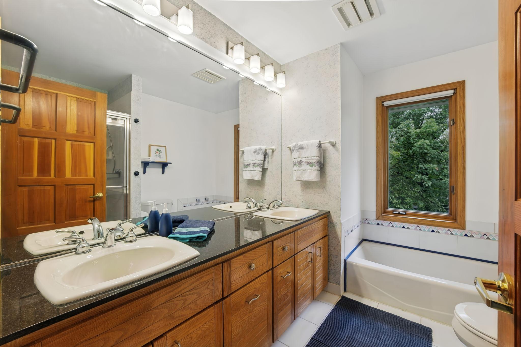 Upper Level Main Bathroom with Double Vanity