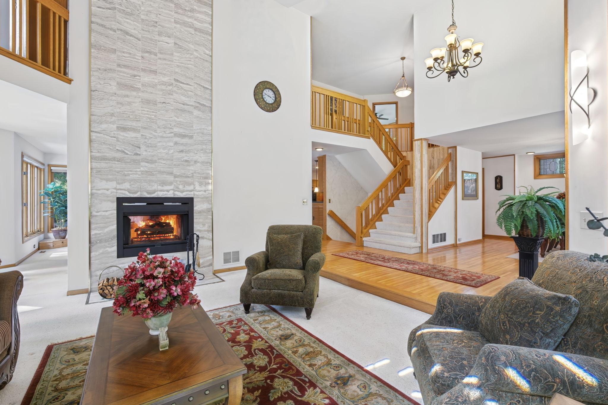 Living Room with Two-Sided Gas Fireplace