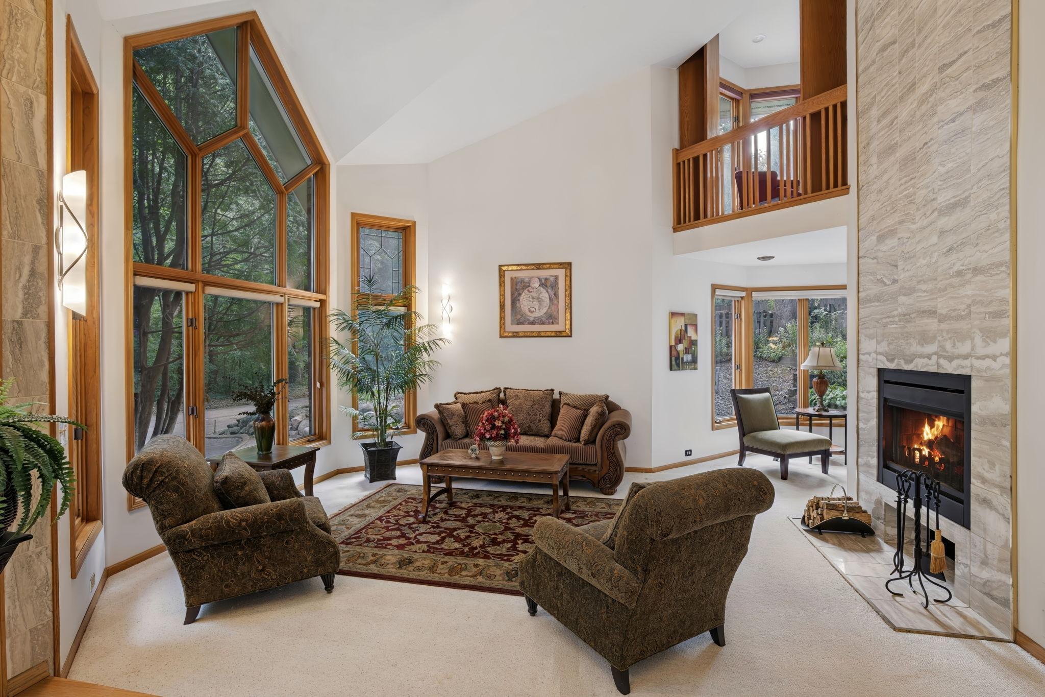 Living Room with Two-Sided Gas Fireplace