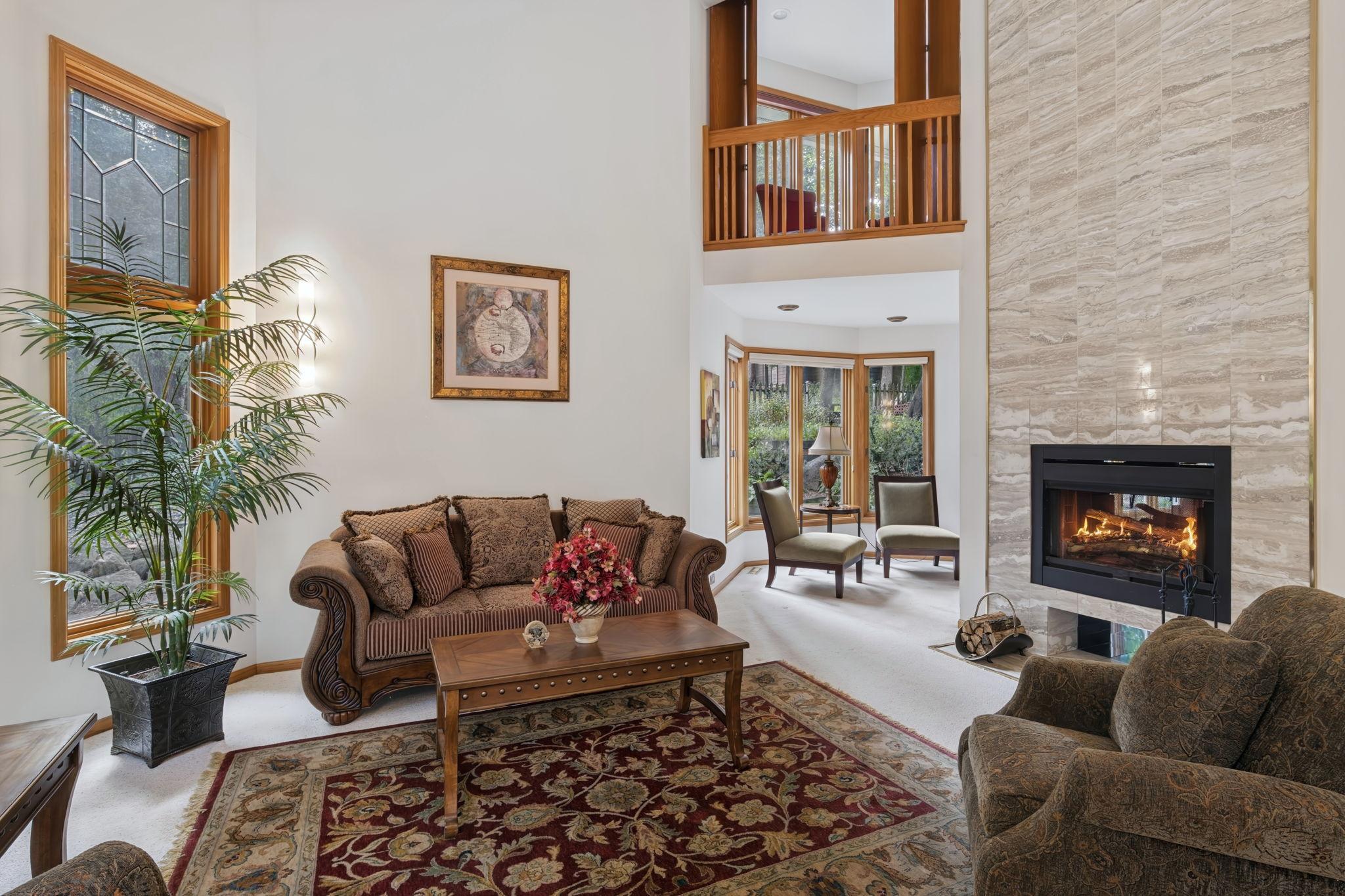 Living Room with Two-Sided Gas Fireplace