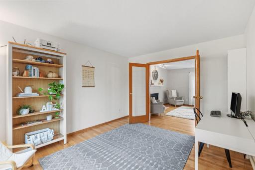 large main floor office with french doors