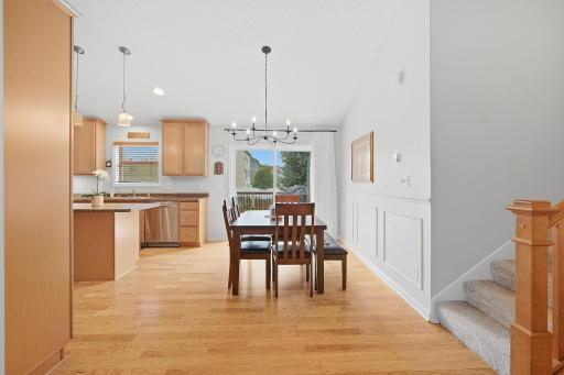 Kitchen/dining with sliding doors to Brazilian Tigerwood deck.