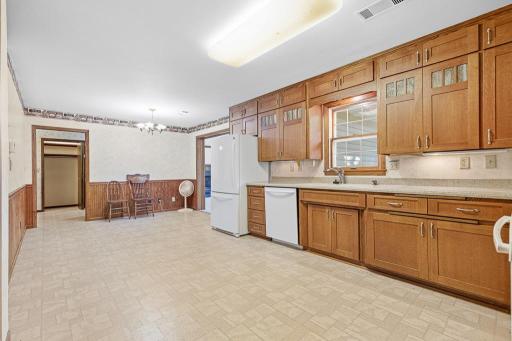 Kitchen is just steps away from the dining space