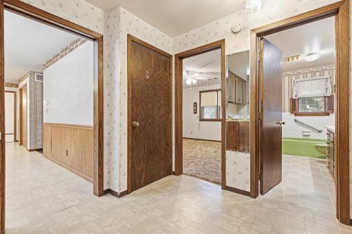 Main floor bedroom and the 3/4 bathroom with tub nearby as well