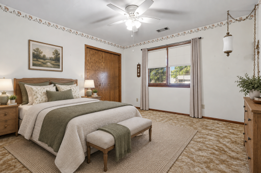 Virtually staged main floor bedroom