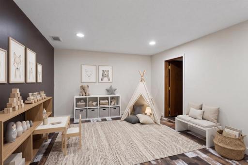 Lower level: bonus room (virtually staged as play room)
