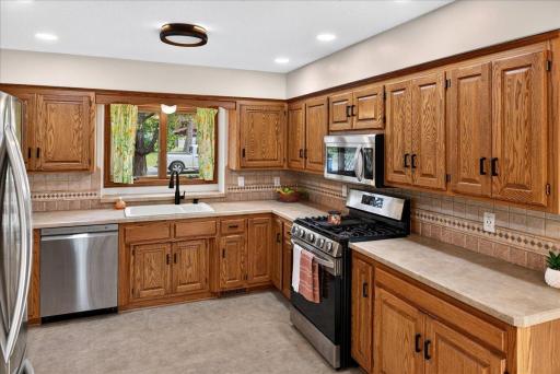 Large kitchen with newer stainless appliances