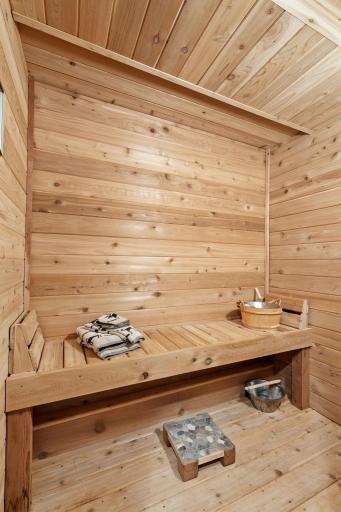 Your own sauna is especially welcome after a day on the lake or a Minnesota winter day.