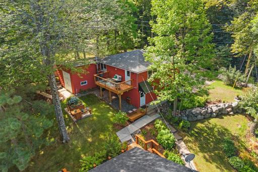 This overhead view shows how the home, garage, and outdoor spaces fit together.