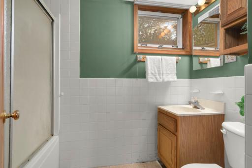 The lower level features a full bathroom.