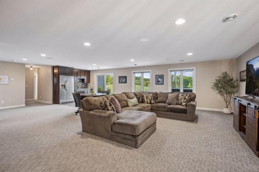 Family Room with wet bar and walkout to concrete porch.