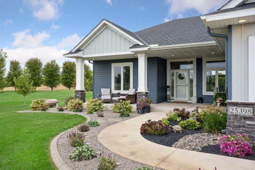 Front porch and beautiful landscaping