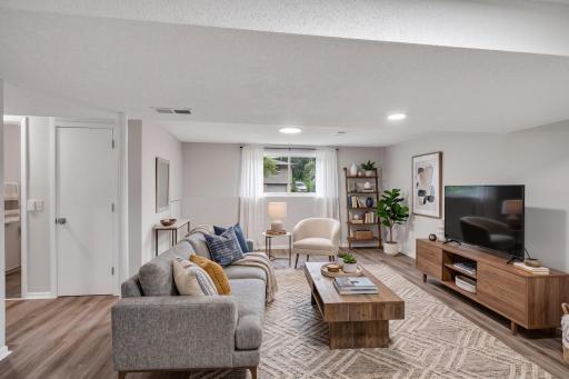 Virtually staged lower level living room