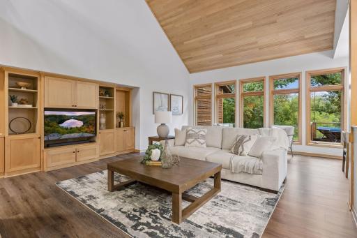 Built in entertainment center, cozy fireplace and panoramic views.