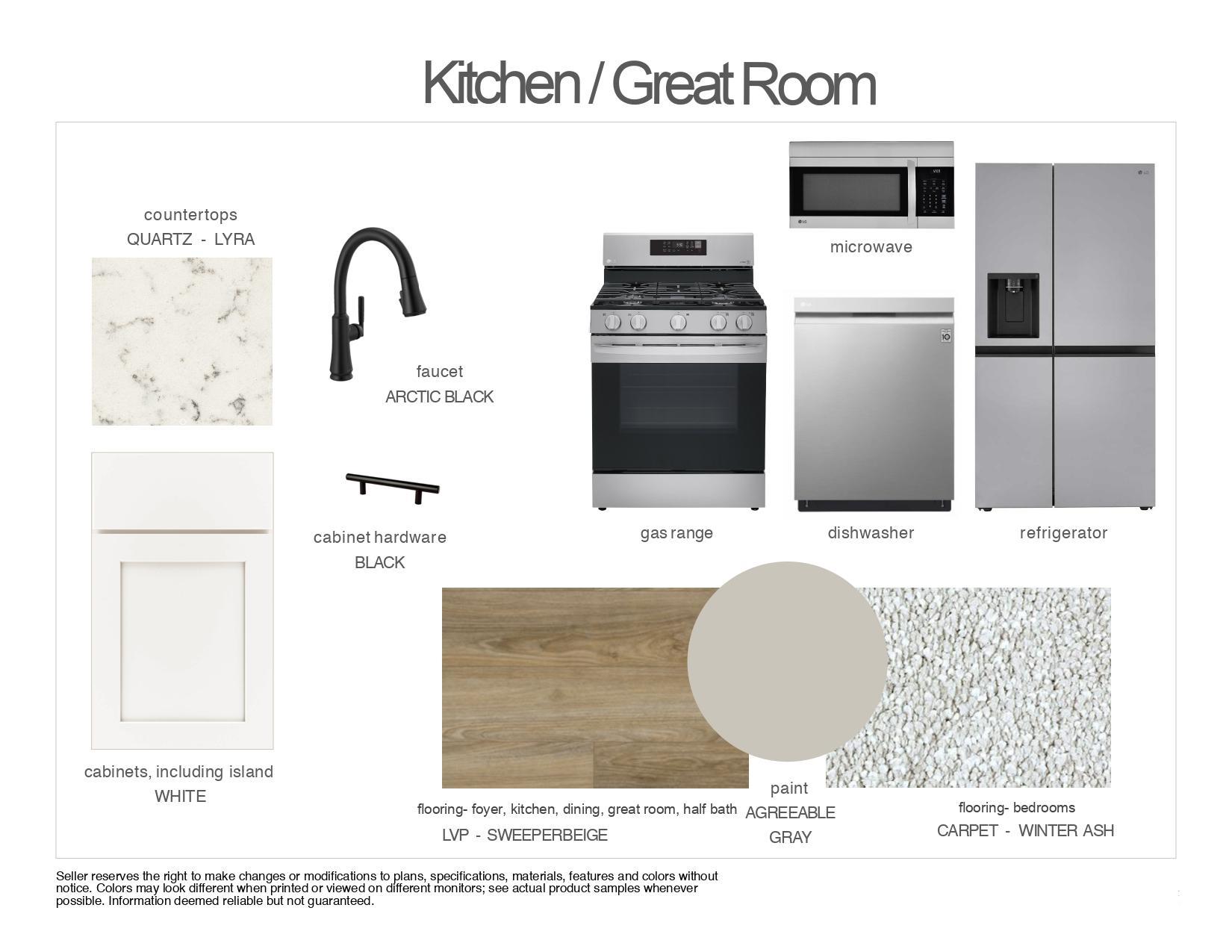 Interior finishes selected for this home. Exhibit may not depict exact color match.
