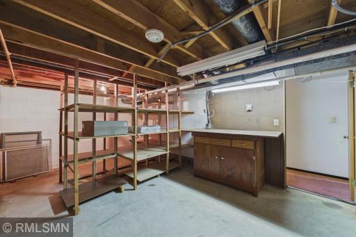 Lower level work and storage area