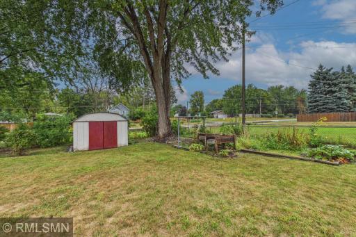 Large back yard with shed view