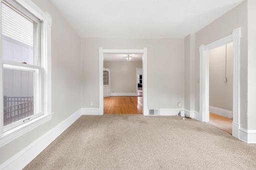 Spacious main level family room in the 3-bedroom unit.