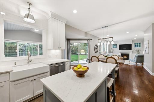 Spacious kitchen with generous island seating & large pantry