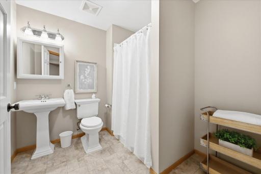 Lower-level ¾ bath, perfect for guests or additional living space
