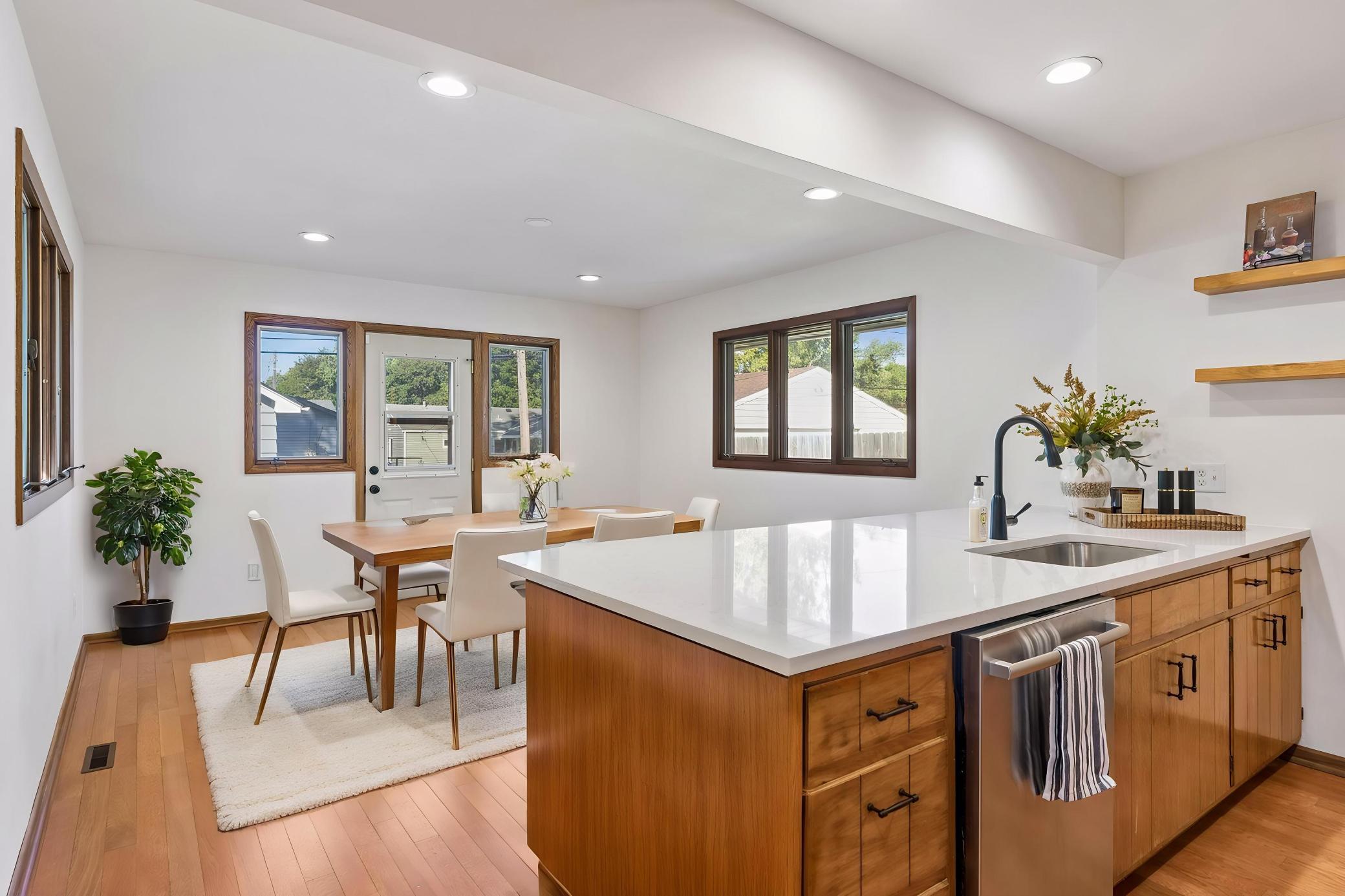 Spacious and open kitchen and dining room floor plan - virtually staged